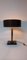 Tischlampe mit quadratischem Fuß aus braunem Leder, Jacques Adnet zugeschrieben für ILG 15