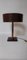 Lámpara de mesa con base cuadrada de cuero marrón atribuida a Jacques Adnet para ILG, Imagen 1
