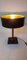 Tischlampe mit quadratischem Fuß aus braunem Leder, Jacques Adnet zugeschrieben für ILG 10