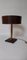 Lampada da tavolo con base quadrata in pelle marrone attribuita a Jacques Adnet per ILG, Immagine 6