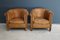 Vintage Cognac Leather Club Chairs, Set of 2, Image 1