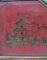 Rot Lackierte Dekorative Holzplatte mit Landschaft, China, 1950er 3