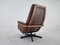 Mid-Century Swivel Leather and Wood Armchair from Göte Möbler Nässjö, Sweden, 1969, Image 3