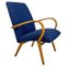 Danish Armchair in Beech & Blue Cotton, 1960s 1