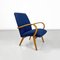 Danish Armchair in Beech & Blue Cotton, 1960s 4