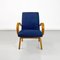 Danish Armchair in Beech & Blue Cotton, 1960s 3
