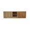 Italian Oak Wood Sideboard with Hand Carved Patterns and Travertine Marble Top 2