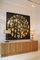 Italian Oak Wood Sideboard with Hand Carved Patterns and Travertine Marble Top 9