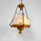 Lámpara colgante brutalista grande de roble y vidrio marmolado, años 60, Imagen 2