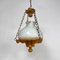 Large Brutalist Oak and Marbled Glass Pendant, 1960s 8