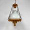 Large Brutalist Oak and Marbled Glass Pendant, 1960s 1