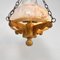 Large Brutalist Oak and Marbled Glass Pendant, 1960s 3