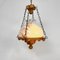 Large Brutalist Oak and Marbled Glass Pendant, 1960s 5