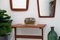 Danish Modern Teak Mirrors and Table, 1960s, Set of 3 9