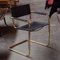 Tubular Dining Chairs in Brass and Black Leather, 1970s, Set of 4 1