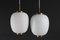 China Pendant Lights in Opaline Glass and Brass by Bent Karlby for Lyfa, 1960s, Set of 2, Image 1