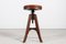 Danish Sculptural 3-Legged Wood Swivel Stool with Leather Seat by Fritz Hansen, 1920s 2