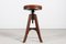 Danish Sculptural 3-Legged Wood Swivel Stool with Leather Seat by Fritz Hansen, 1920s, Image 2