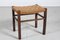 Wabi Sabi Stool in Dark Stained Wood with Plaited Cord, 1950s 1