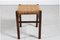 Wabi Sabi Stool in Dark Stained Wood with Plaited Cord, 1950s 3
