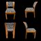 Vintage Oak Dining Room Chairs with French Woven Jacquard, 1970s, Set of 4 1