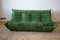 Togo Living Room Set in Green Leather by Michel Ducaroy for Ligne Roset, 1979, Set of 5 3