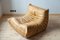 Togo Lounge Chair and Pouf in Camel Brown Leather by Michel Ducaroy for Ligne Roset, Set of 2 4