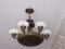 Antique Bronze and Alabaster 6-Light Chandelier, 1910s 1