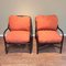 Manou Rattan Armchairs with Orange Cushions, 1980s, Set of 2, Image 1
