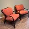 Manou Rattan Armchairs with Orange Cushions, 1980s, Set of 2 3