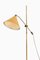 Stehlampe aus Messing mit gelbem Original Lampenschirm, 1950er 4