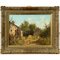James Wright, Scène de ferme rurale avec poules dans la campagne anglaise, XXe siècle, huile sur toile, encadrée 12