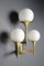 Sculptural Brass Wall Sconces with Opaline Glass Shades by Gaetano Sciolari, 1970s, Set of 2 1