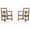 French Art Deco Armchairs in Oak and Rush, 1930s, Set of 2, Image 1