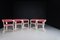 Curved-Shaped Dining Chairs in White Lacquered Wood and Upholstery, 1960s, Set of 6 3
