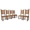 High Back Oak and Rush Dining Chairs, 1960s, Set of 6 1