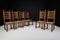 High Back Oak and Rush Dining Chairs, 1960s, Set of 6 2