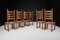 High Back Oak and Rush Dining Chairs, 1960s, Set of 6 7