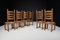 High Back Oak and Rush Dining Chairs, 1960s, Set of 6, Image 7