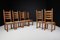High Back Oak and Rush Dining Chairs, 1960s, Set of 6 8