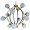 Mid-Century Chandelier in Brass and 12 Opaline Globes from Stilnovo, Italy 1950s 1