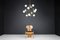 Mid-Century Chandelier in Brass and 12 Opaline Globes from Stilnovo, Italy 1950s 7