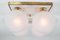 Lampada da soffitto Mid-Century in ottone con globo in vetro bianco e quattro perle, anni '70, Immagine 5