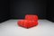 Camaleonda Modular Sofas in Red Velvet attributed to Mario Bellini for B&B Italia / C&B Italia, 1973, Set of 4 8