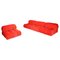 Camaleonda Modular Sofas in Red Velvet attributed to Mario Bellini for B&B Italia / C&B Italia, 1973, Set of 4 1