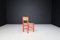 Red Painted Beech and Rush Dining Room Chairs by Charlotte Perriand, 1960s, Set of 6 7