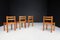 Elm and Cognac Leather Dining Room Chairs, Italy, 1950s, Set of 4 3