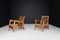 Brutalist Sculptural Adjustable Lounge Chairs in Oak, France, 1950s, Set of 2 6