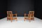 Brutalist Sculptural Adjustable Lounge Chairs in Oak, France, 1950s, Set of 2 2