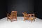Brutalist Sculptural Adjustable Lounge Chairs in Oak, France, 1950s, Set of 2 5